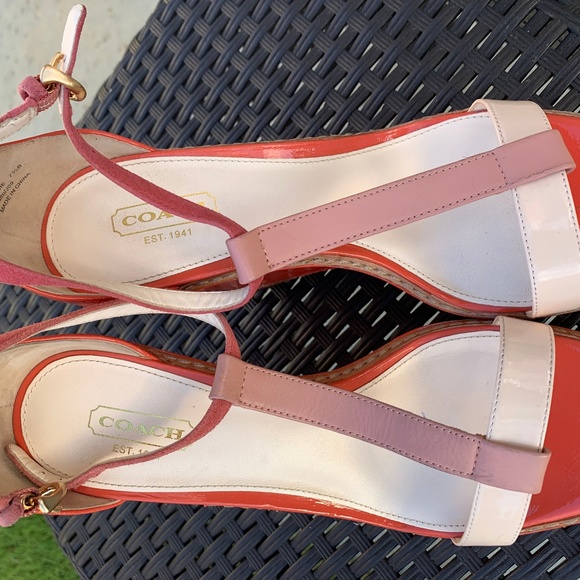 COACH Maggie Crinkle Wedges Melon Color 7.5 - Picture 2 of 7